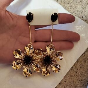 Gold‎ Deco style hanging flower earrings NEW